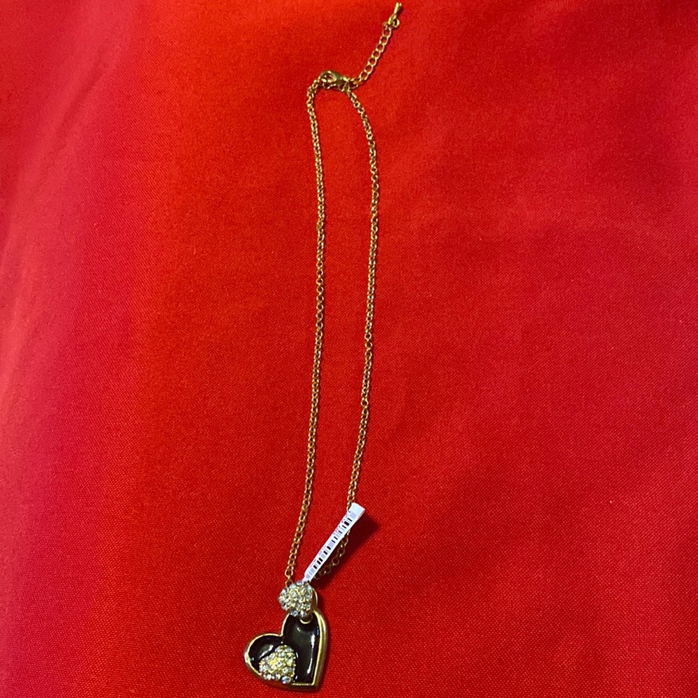 Heart Necklace goldstone with gems